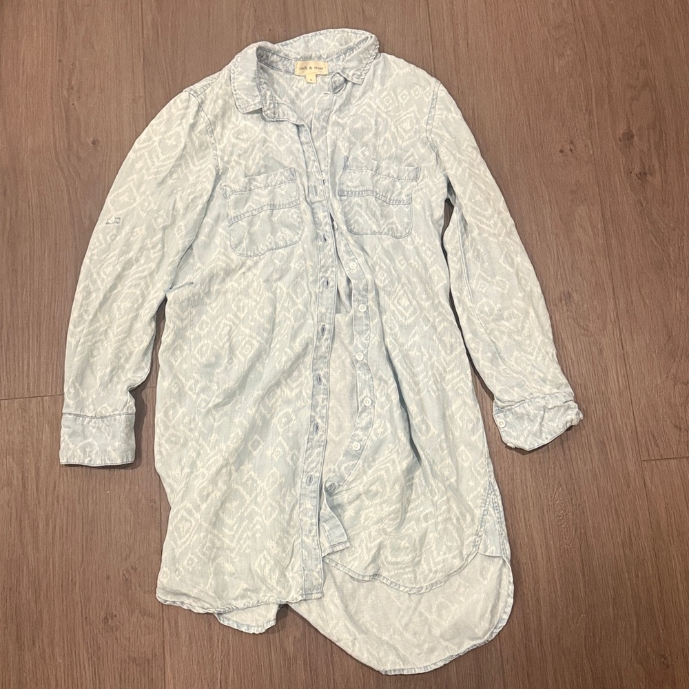 Cloth and Stone Anthropologie button up denim long sleeve dress, size S